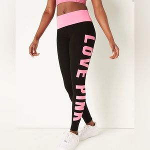 PINK VS black and pink cotton foldover leggings